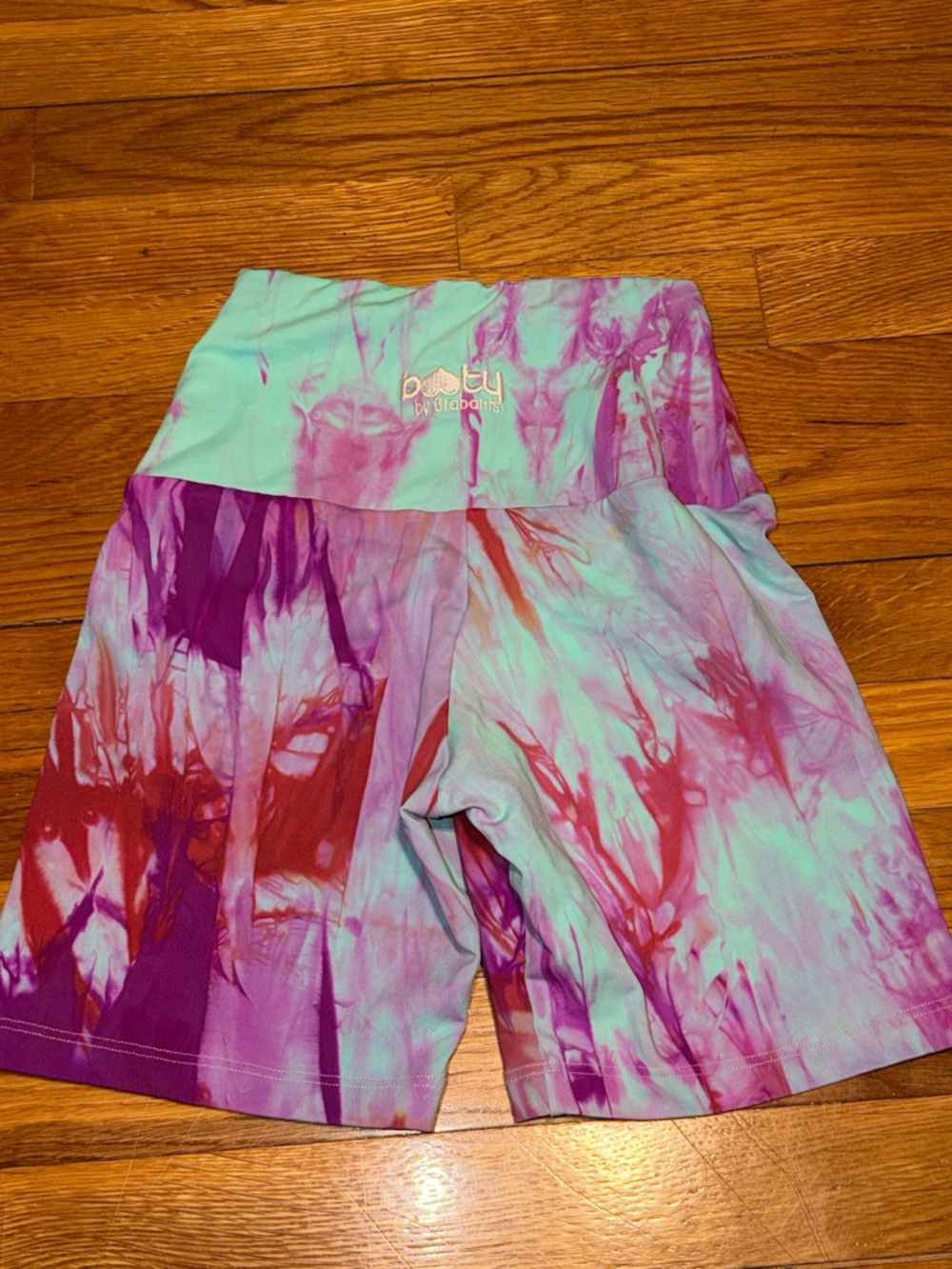 Booty by Brabants Tie-Dye High-Waist Biker Shorts - Mint, Pink & Purple